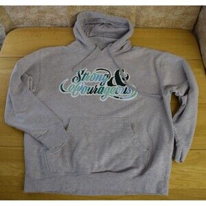 Strong and Courageous Sweatshirt Hoodie Sz L Women Gray 75% Cotton Faith Apparel